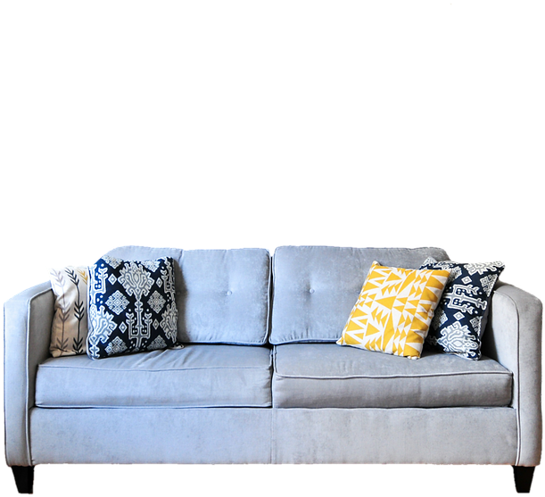 Modern Gray Sofawith Decorative Pillows