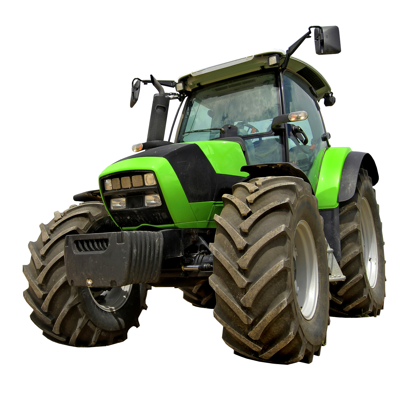 Modern Green Tractorat Night PNG image with a transparent background, free high-resolution download