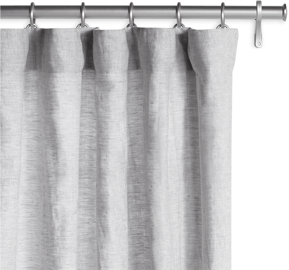 Modern Grey Linen Curtain PNG with transparent background