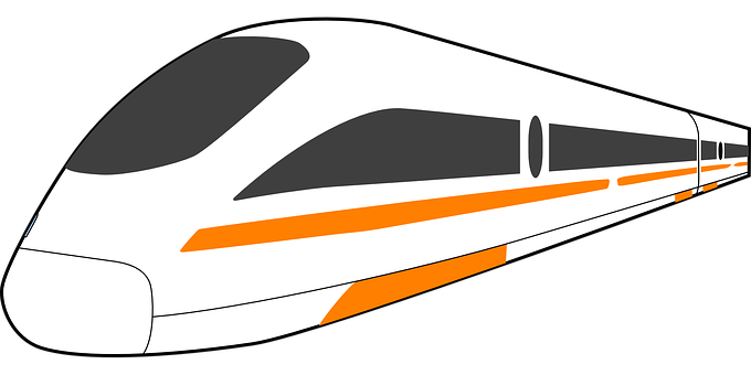 Modern High Speed Train Illustration PNG with transparent background