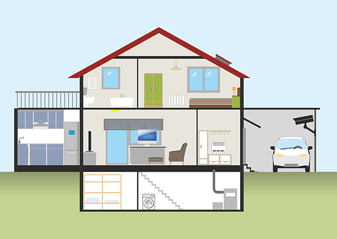 Modern Home Cross Section Illustration PNG with transparent background