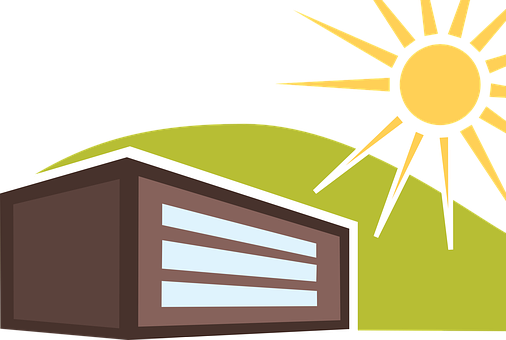 Modern House Sunrise Vector PNG with transparent background