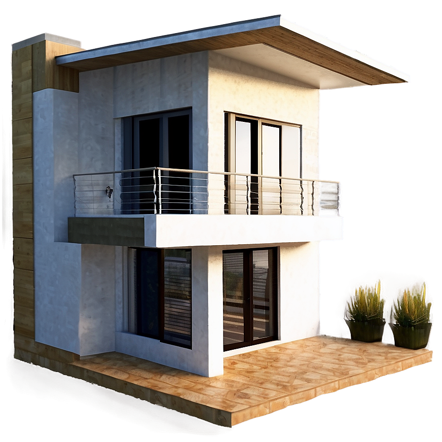 Modern House With Balcony Views Png Gxl