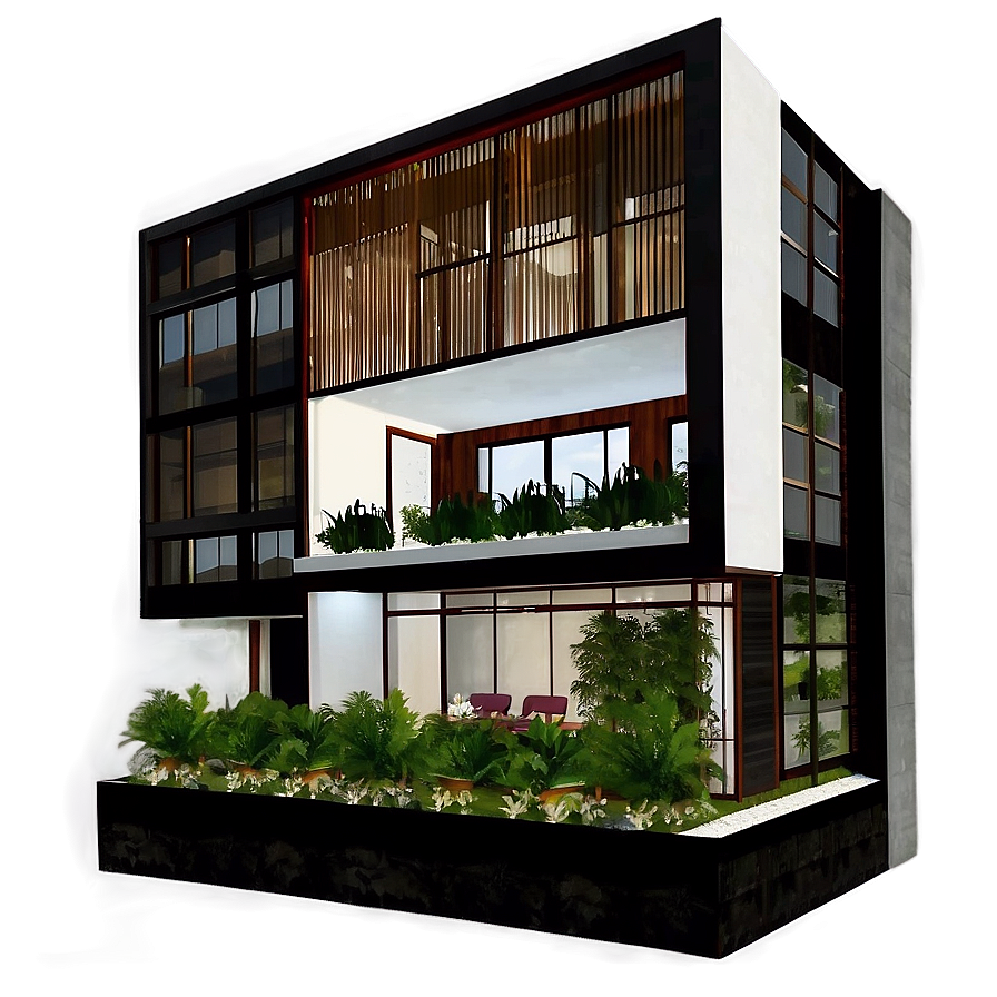 Modern House With Indoor Garden Png Ios