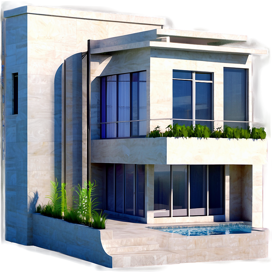 Modern House With Rooftop Terrace Png 70