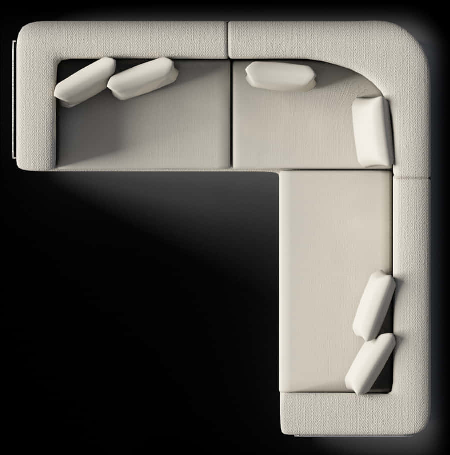 Modern L Shaped Sofa Top View PNG with transparent background
