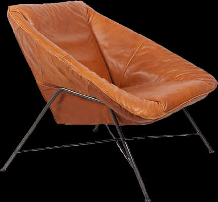 Modern Leather Accent Chair PNG with transparent background