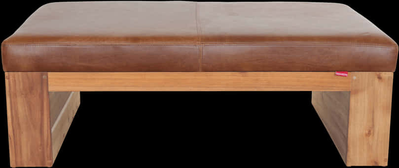 Modern Leather Wooden Ottoman Bench PNG with transparent background