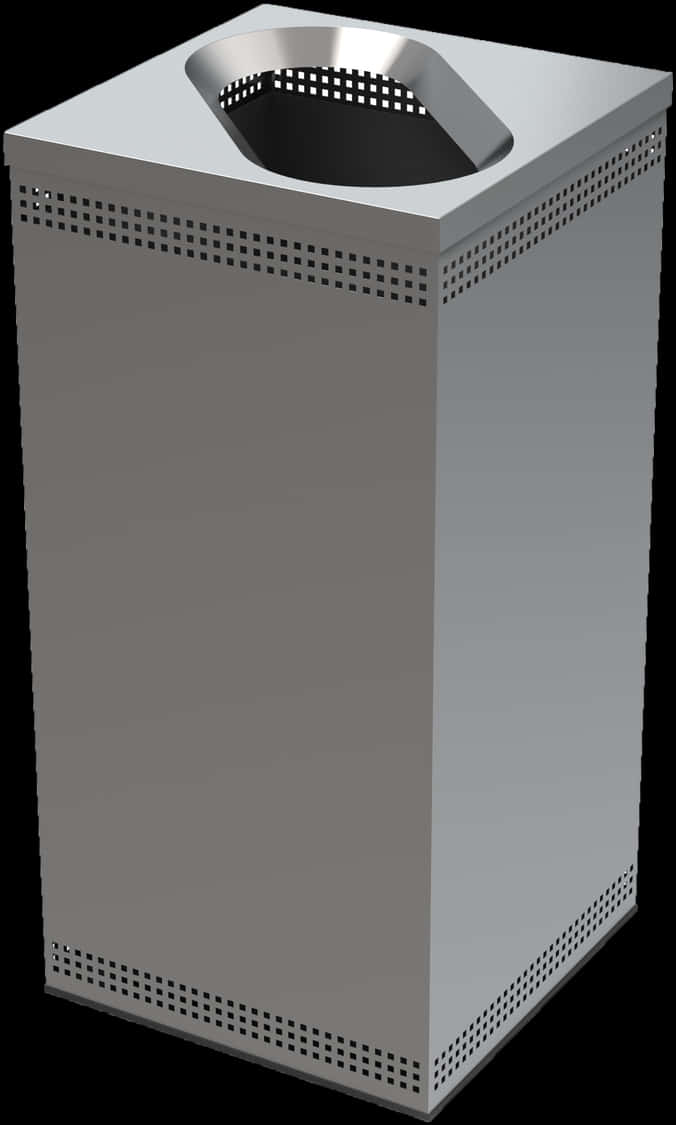 Modern Metallic Trash Can PNG with transparent background