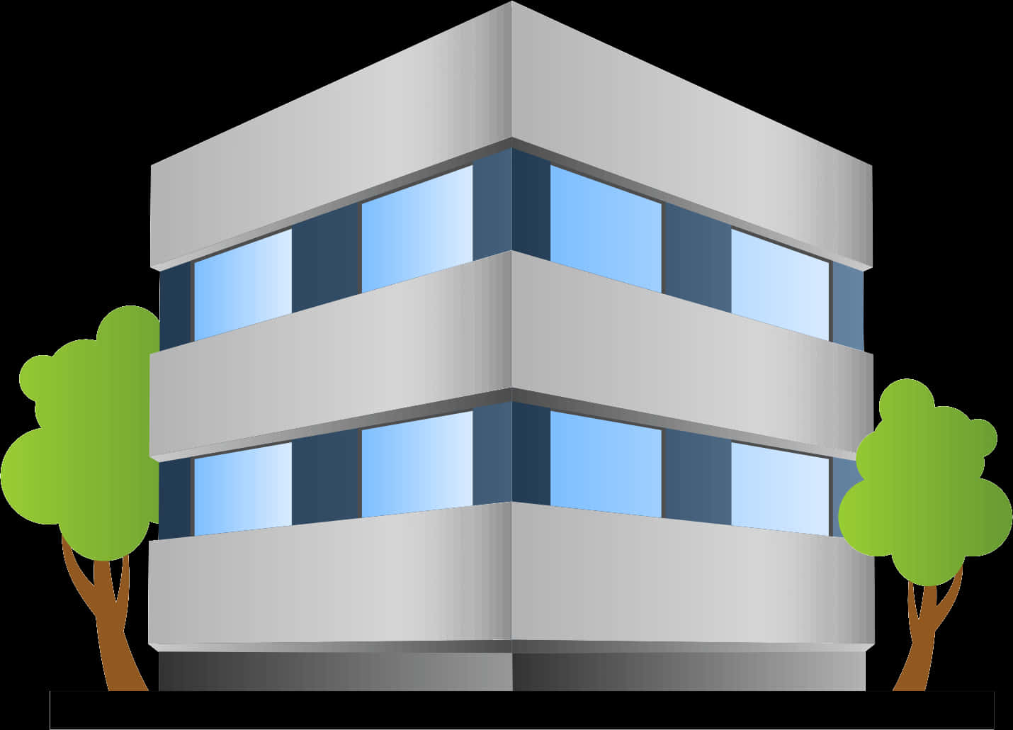 Modern Office Building Vector Illustration PNG image with a transparent background, free high-resolution download