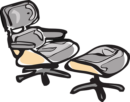 Modern Office Chairand Ottoman Illustration PNG with transparent background