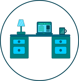 Modern Office Desk Setup PNG with transparent background
