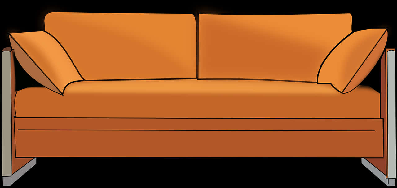 Modern Orange Sofa Design PNG with transparent background