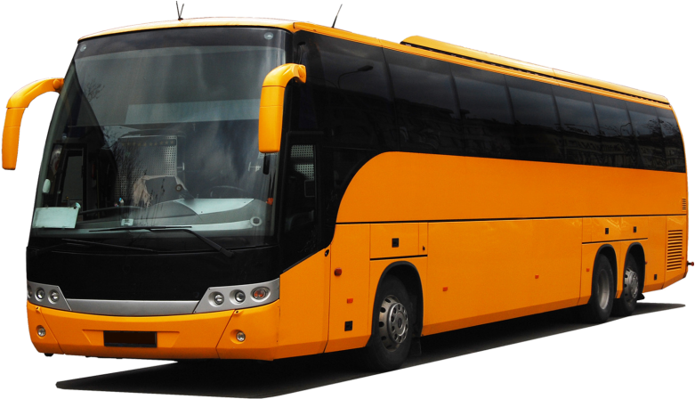 Modern Orange Tour Bus PNG with transparent background