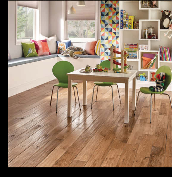Modern Playroomwith Dark Wood Flooring PNG with transparent background
