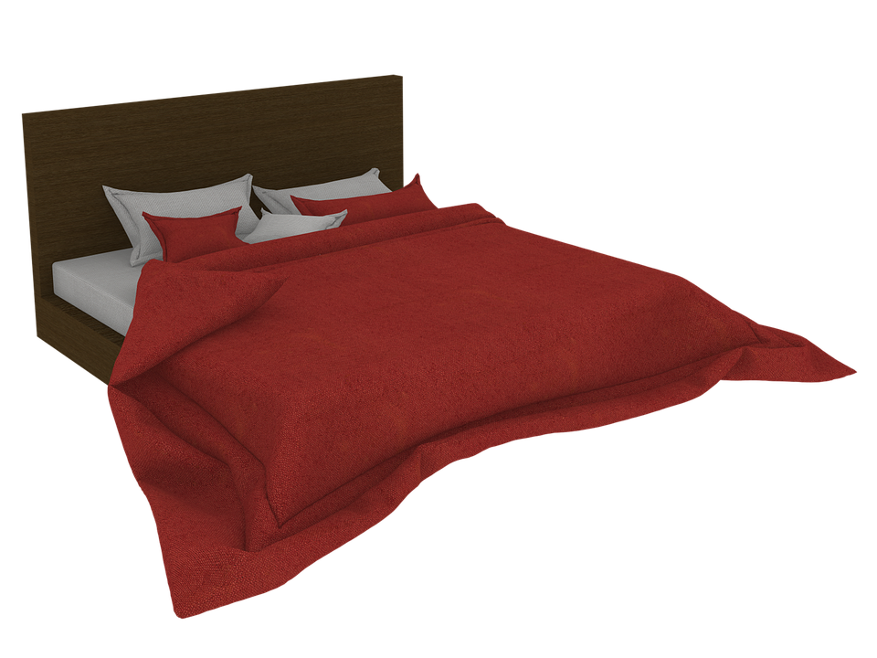 Modern Red Bedroom3 D Render PNG with transparent background