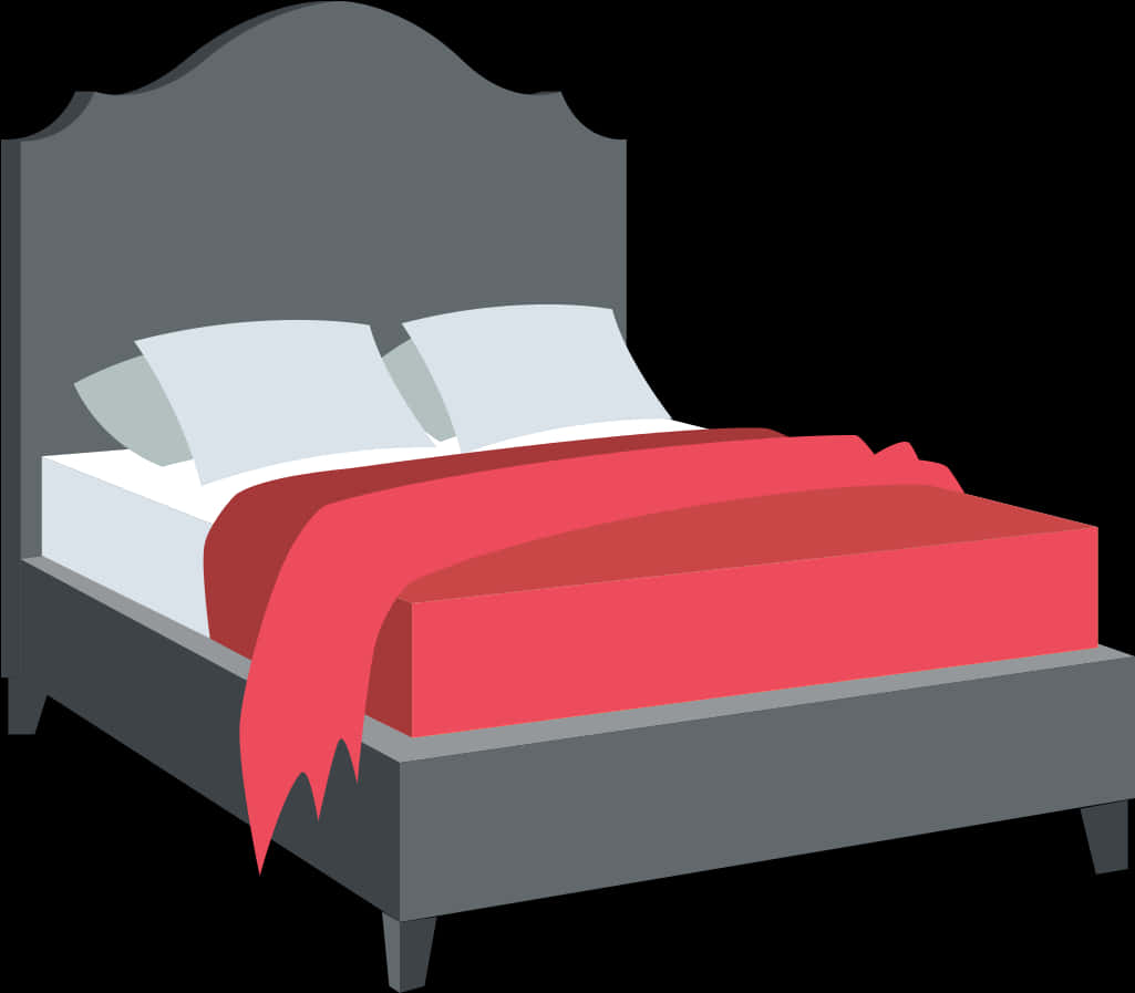 Modern Red Blanket Bed Illustration