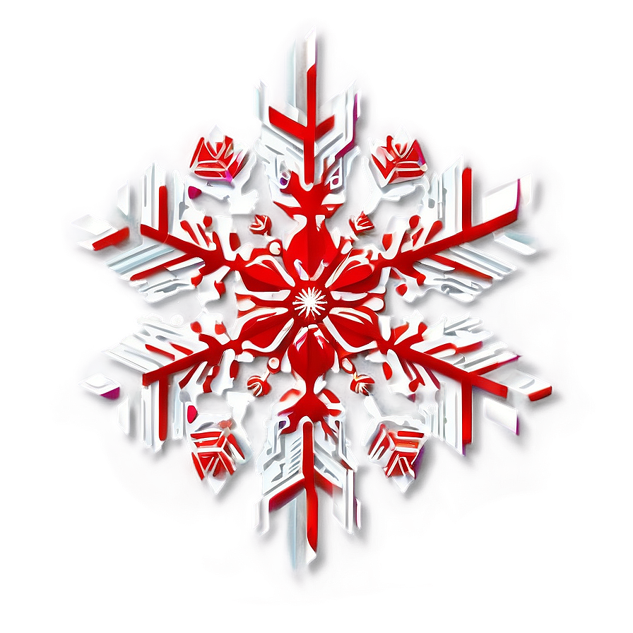 Modern Red Snowflake Png 06282024