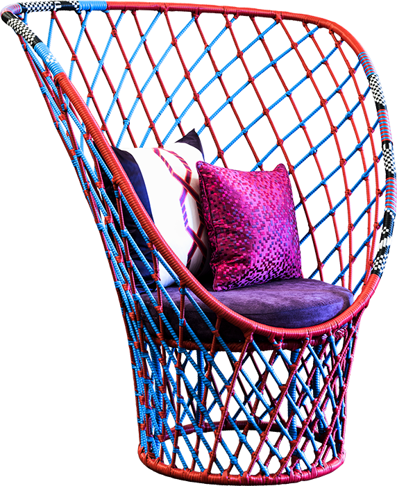 Modern Redand Blue Woven Chair