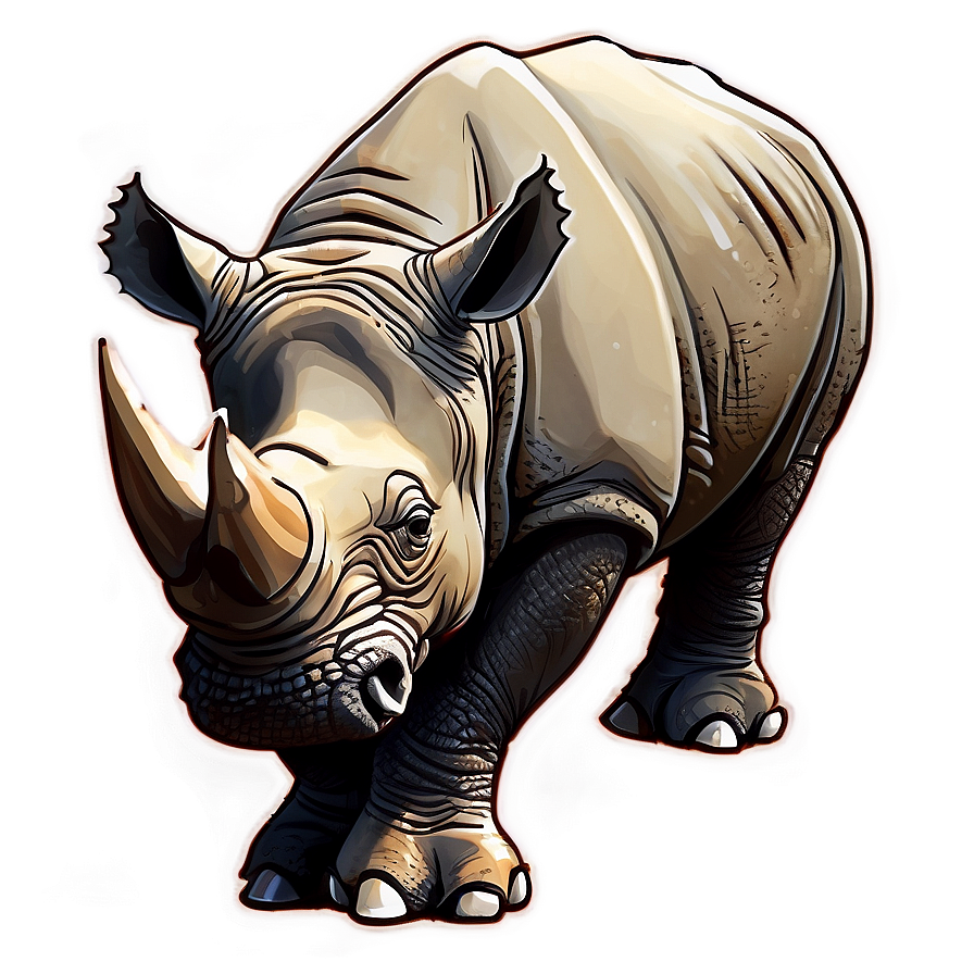 Modern Rhino Illustration Png 06112024