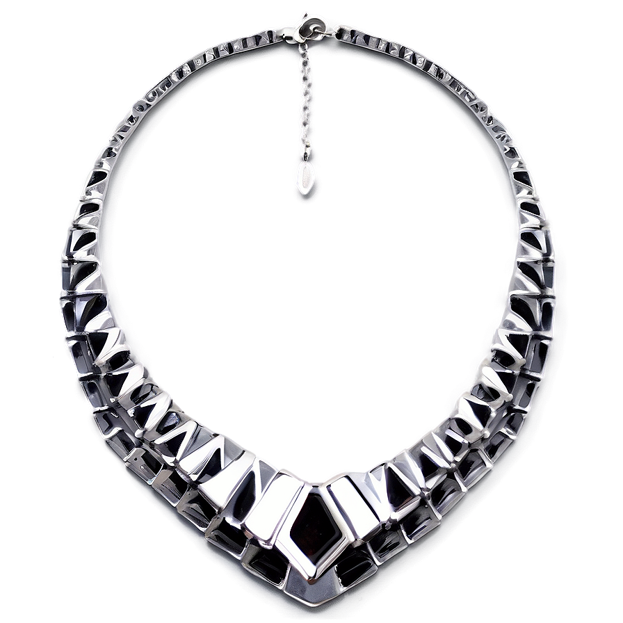 Modern Silver Necklace Png 06282024