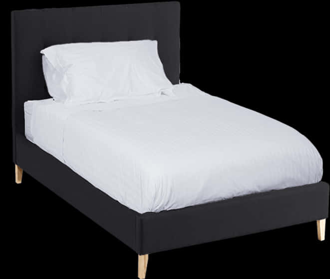 Modern Single Bed Black Frame White Bedding