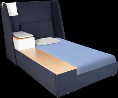 Modern Single Bed With Headboardand Side Table