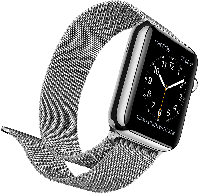 Modern Smartwatchwith Milanese Loop Band PNG with transparent background