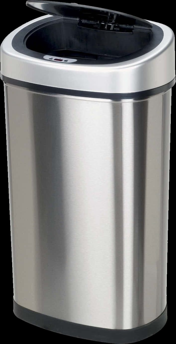 Modern Stainless Steel Trash Can PNG with transparent background
