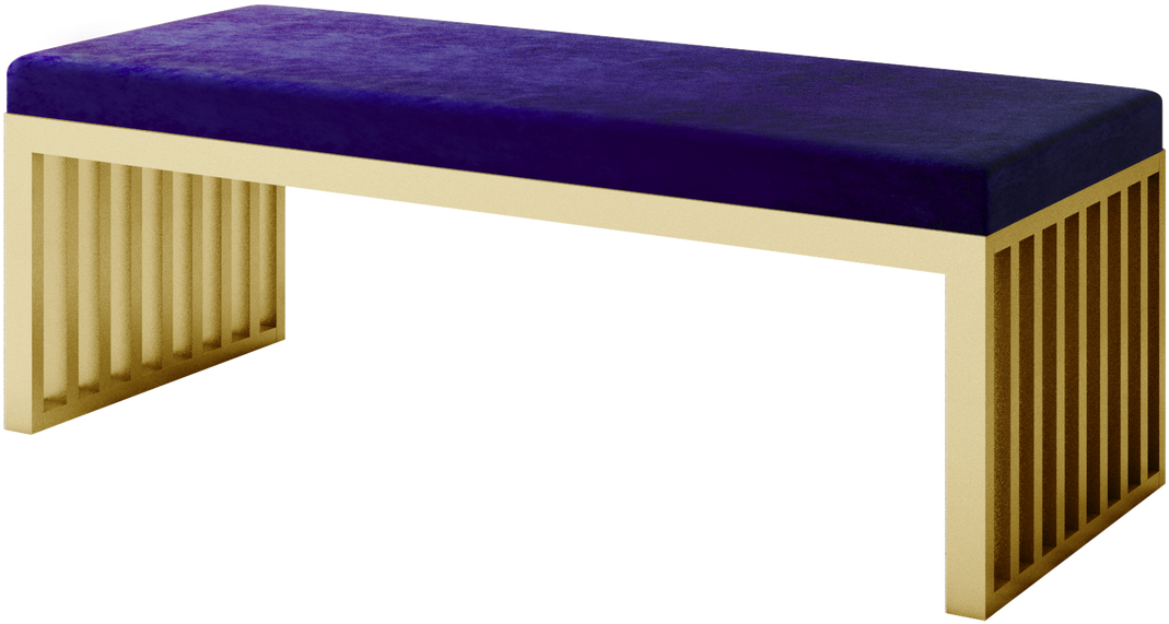 Modern Velvet Gold Base Bench