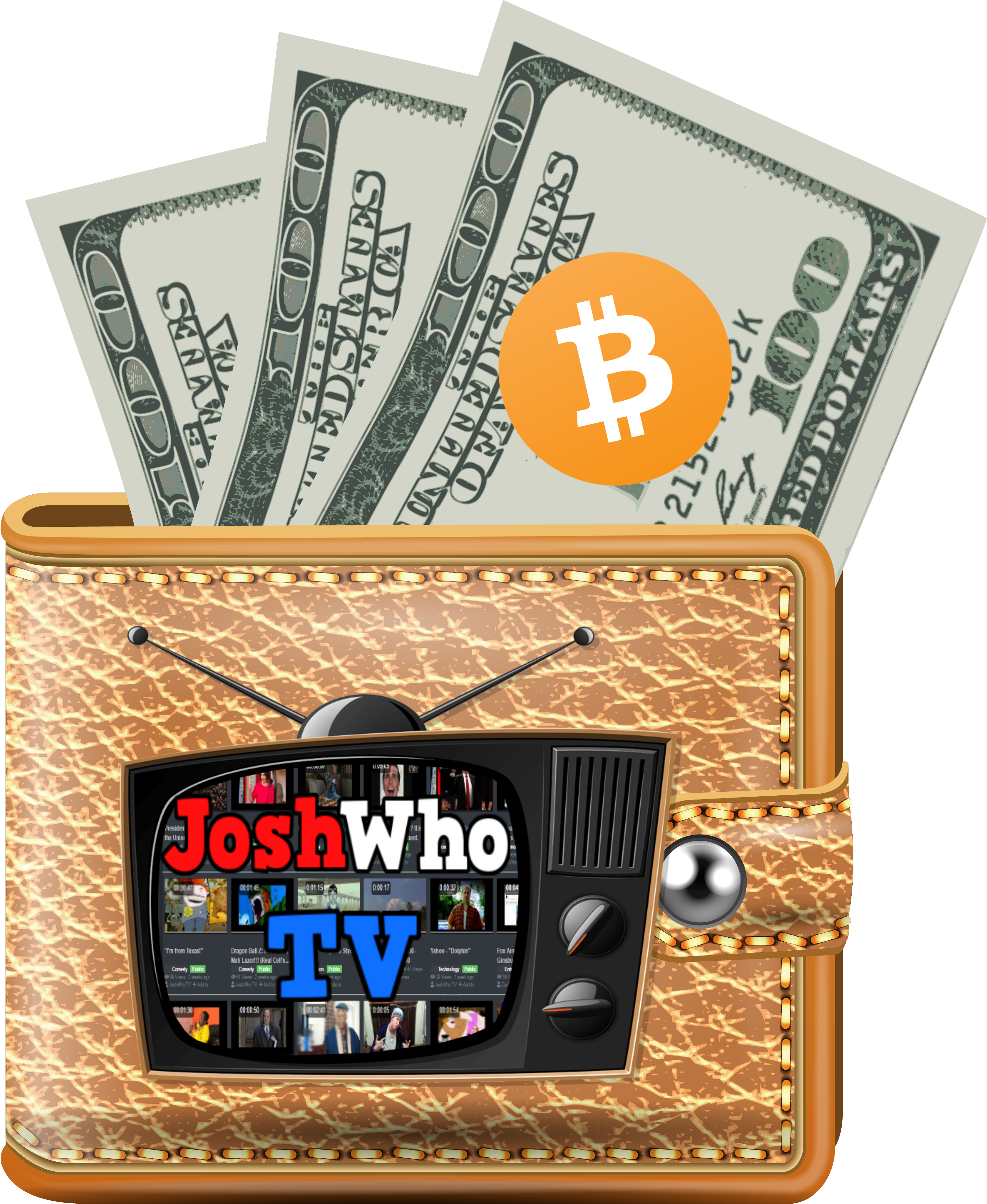 Modern Walletwith Cash Bitcoinand T V Streaming