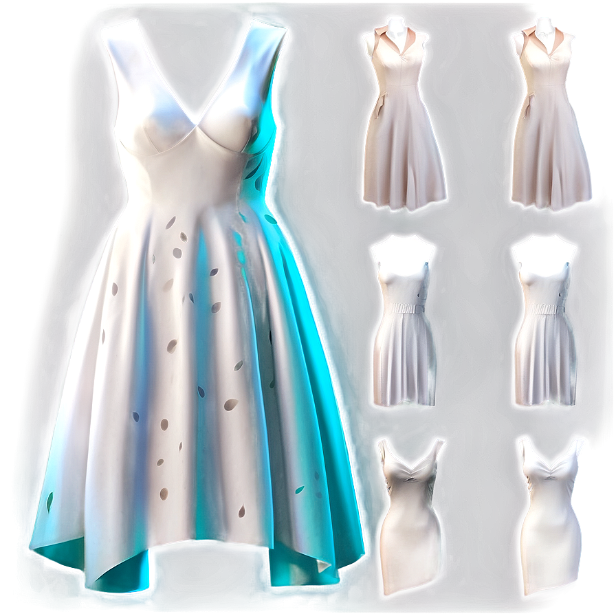 Modern White Dress Design Png 13