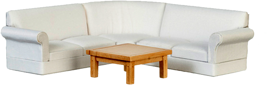1 Inch Scale Dollhouse Sectional Sofa Living Room Set - Sofa Bed, HD Png Download PNG with transparent background