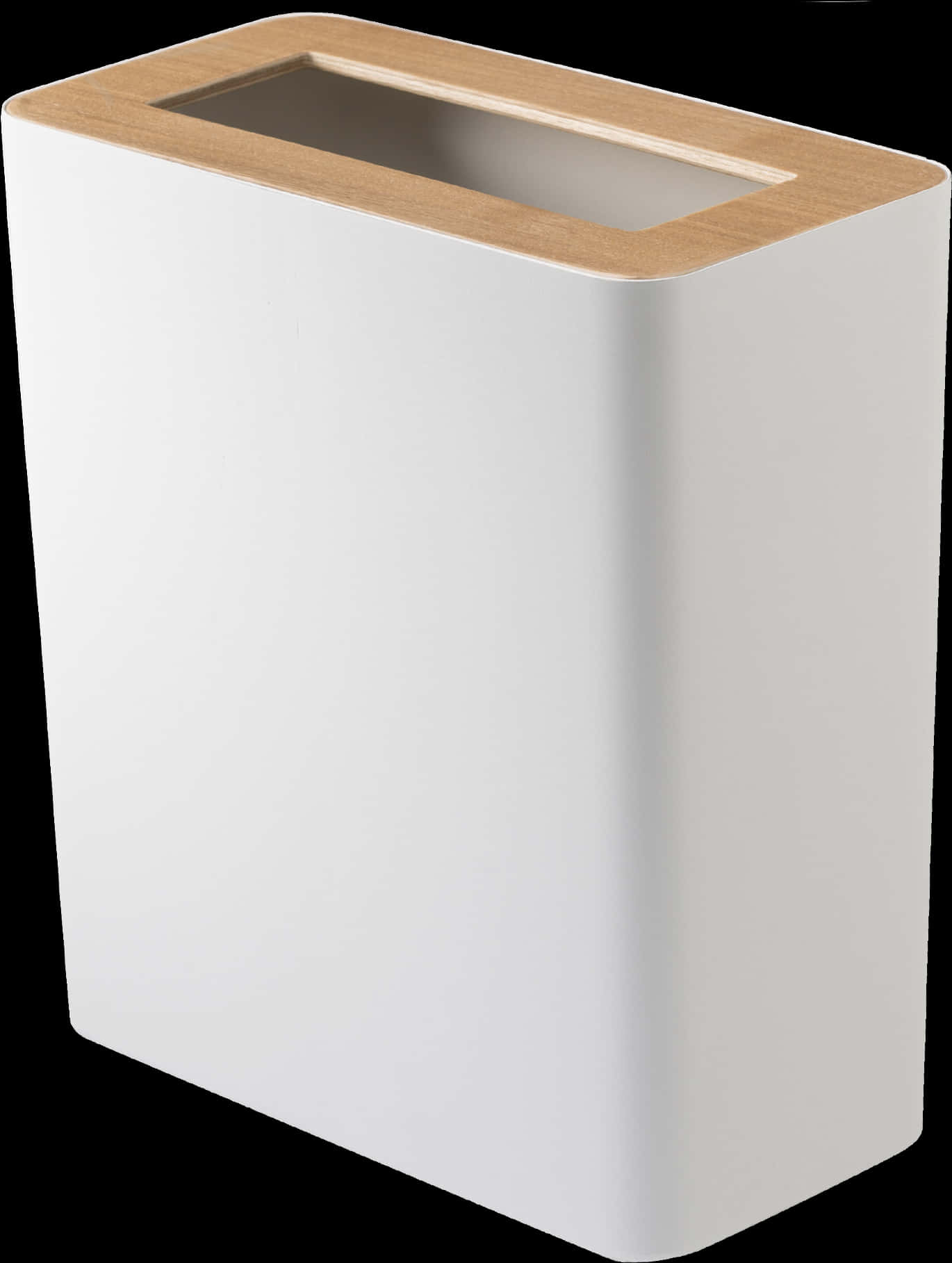Modern White Trash Canwith Wooden Lid PNG with transparent background