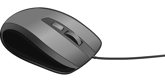 Modern Wired Computer Mouse PNG with transparent background