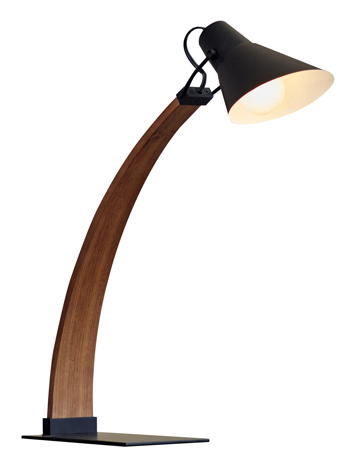 Modern Wooden Arched Desk Lamp PNG with transparent background