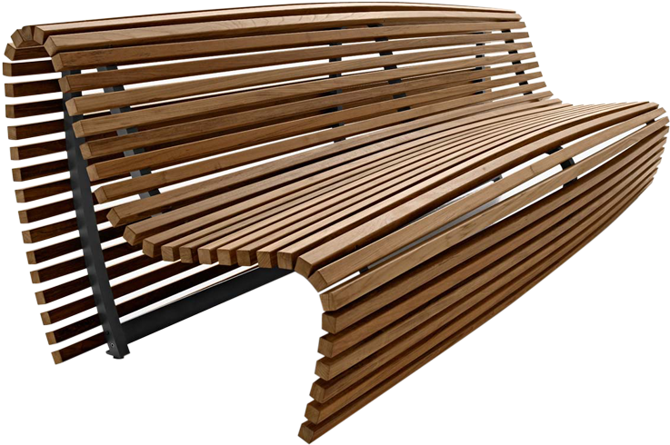Bench Png Background Image - Curved Wooden Slat Bench, Transparent Png PNG with transparent background
