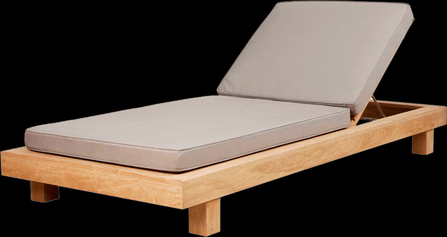 Modern Wooden Chaise Lounge With Cushion PNG with transparent background