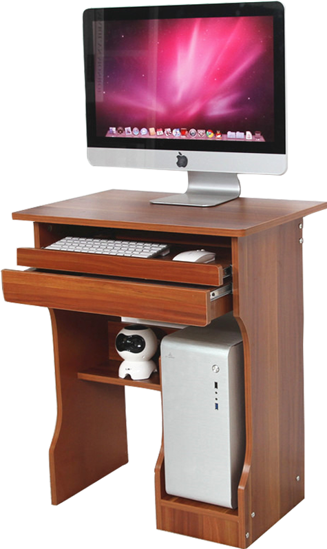 Modern Wooden Computer Desk Setup