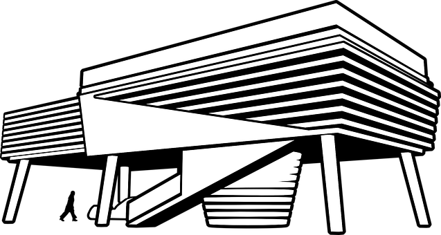 Modernist Architecture Sketch PNG with transparent background