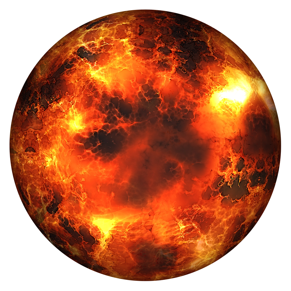 Molten Planet Texture Globe PNG with transparent background