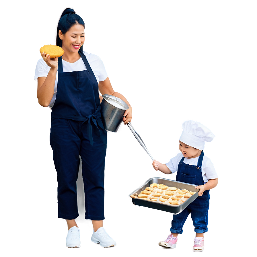 Mom And Child Baking Png Lff