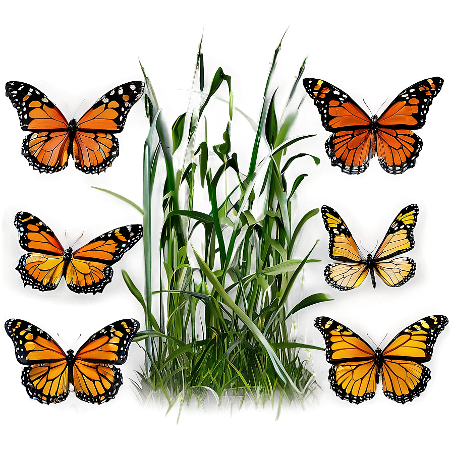 Monarch Butterflies In Grass Png Grh