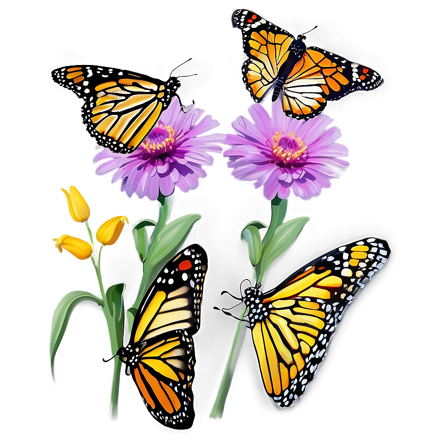 Monarch Butterflies On Flower Png 06252024