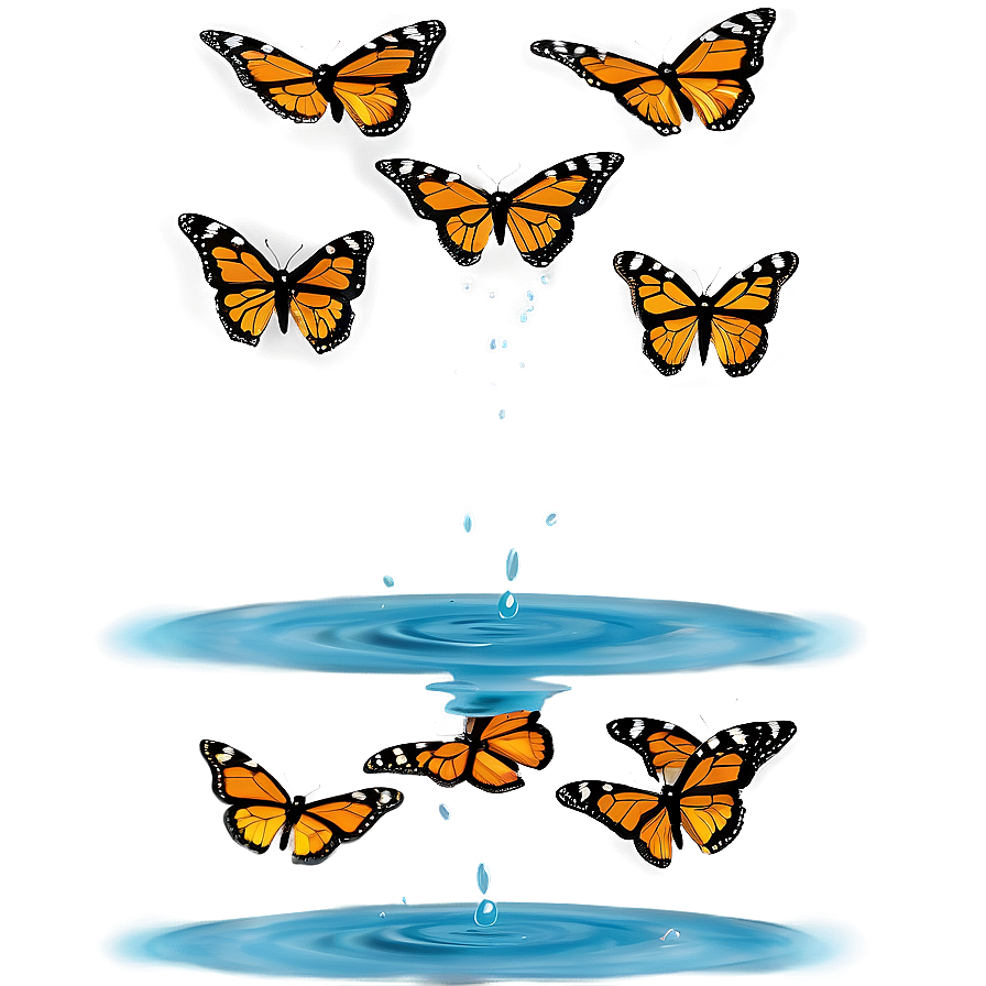 Monarch Butterflies Over Water Png 06252024