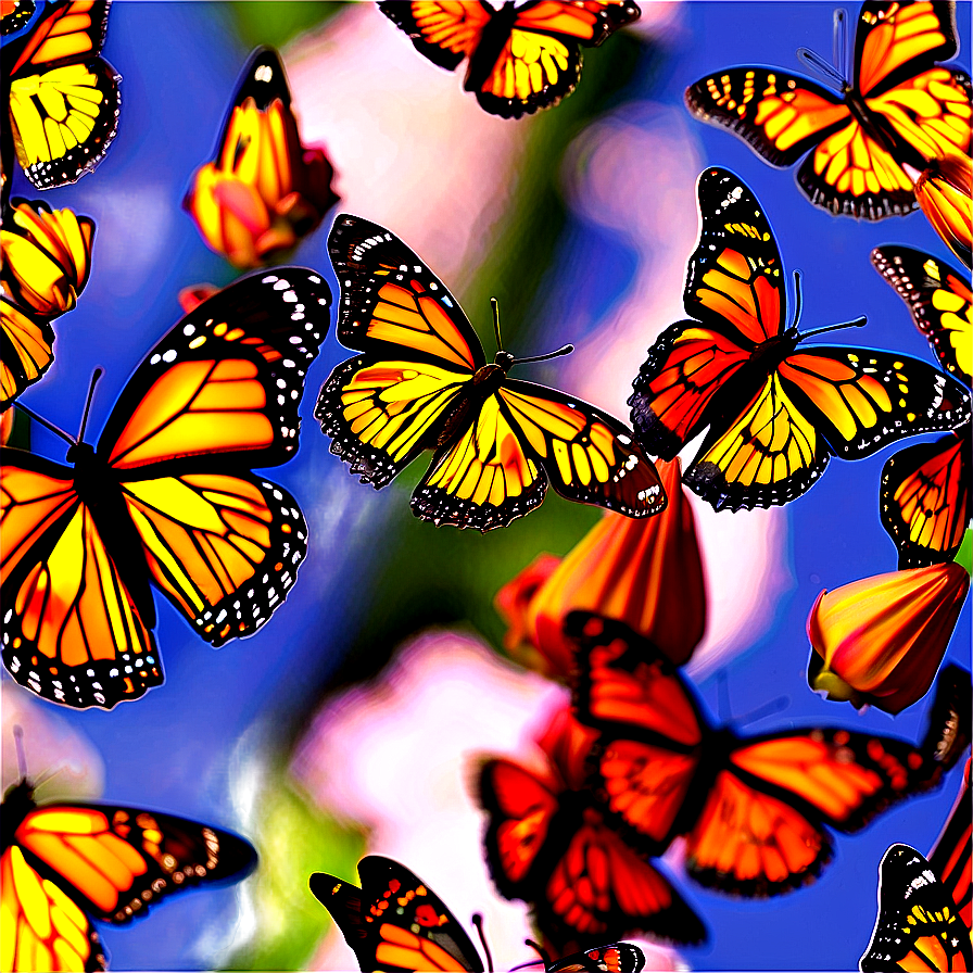 Monarch Butterflies Swarming Png 06252024