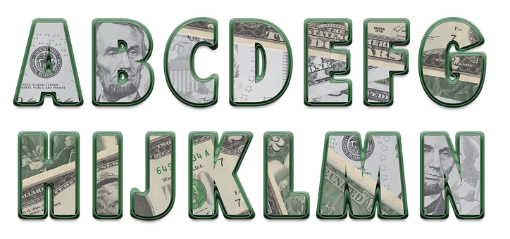 Money Alphabet Letters