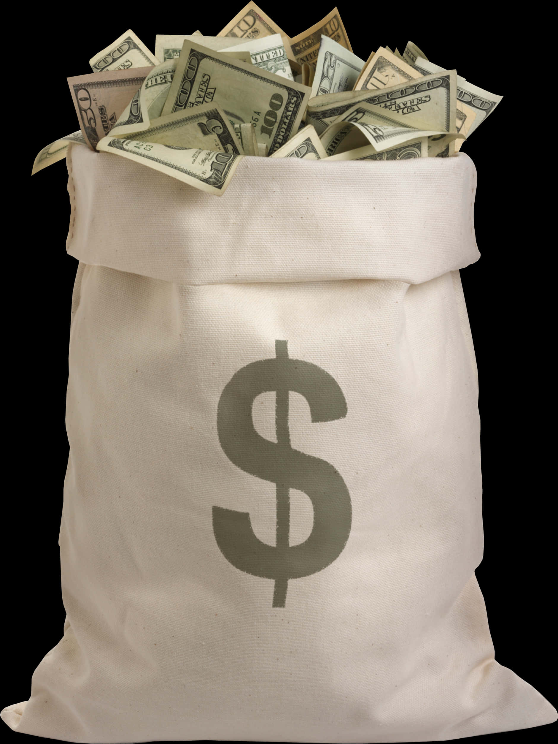 Money Bag Fullof Cash PNG image with a transparent background, free high-resolution download