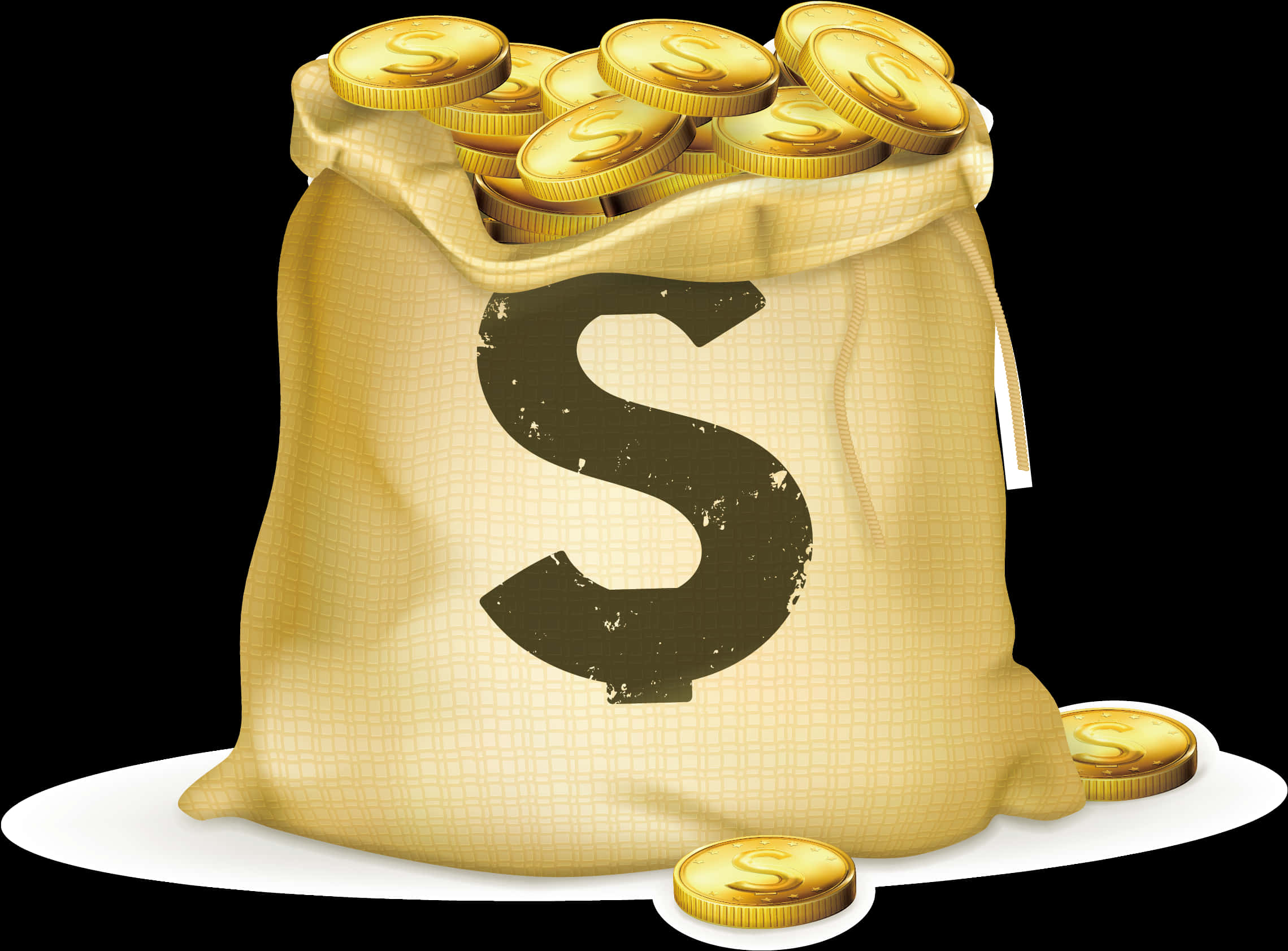 Money Bag Fullof Gold Coins PNG with transparent background