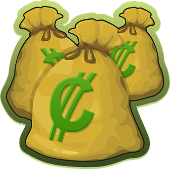 Money Bags Cartoon Illustration PNG with transparent background